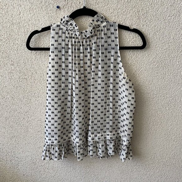 REBECCA TAYLOR Womens Blouse White Box Clip Dot Silk Ruffle Top Size 0 - Picture 6 of 11